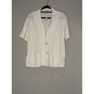 Madewell Lightspun Camp Shirt Size S Cream Short Sleeve‎ Neutral Business Casual